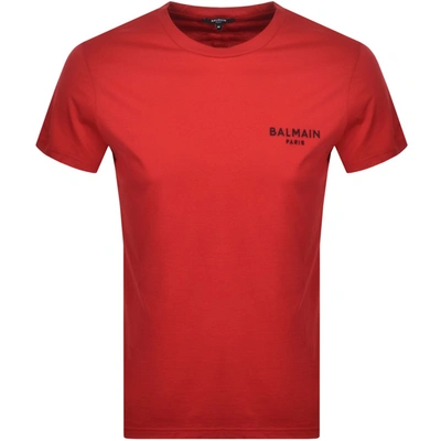 Balmain Logo T Shirt Dark Red