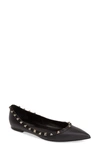 Valentino Rockstud Pointed Toe Flat In Black