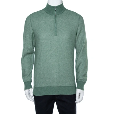 Pre-owned Loro Piana Sage Green Cashmere Turtleneck Sweater L