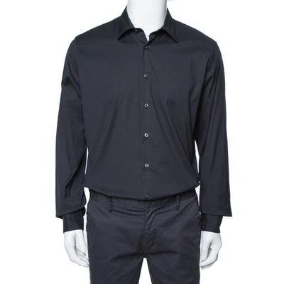 Pre-owned Prada Black Stretch Cotton Long Sleeve Shirt Xxl