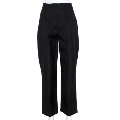 Pre-owned Diane Von Furstenberg Black Cotton Pleat Front Tapered Pants S