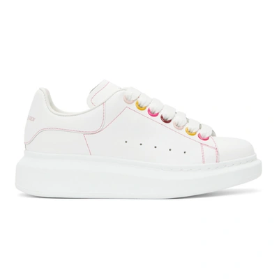 Alexander Mcqueen Suede-trimmed Leather Exaggerated-sole Sneakers In White