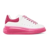 ALEXANDER MCQUEEN WHITE & PINK CLEAR SOLE OVERSIZED SNEAKERS