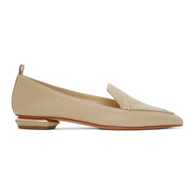 Nicholas Kirkwood Beya Textured-leather Point-toe Flats In Neutral