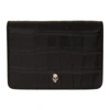 ALEXANDER MCQUEEN BLACK CROC BUSINESS CARD BIFOLD WALLET