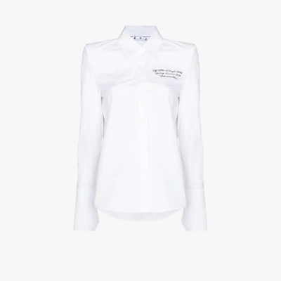 Off-white Chest Embroidered Slogan Shirt In White