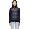 MONCLER NAVY DOWN PANELLED ZIP-UP JACKET