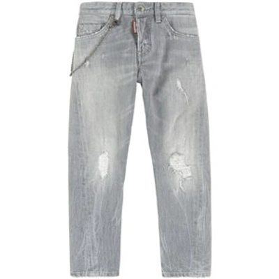 Dsquared2 Kids' Gray Twist Fit Jeans In Grey