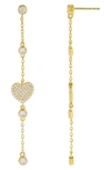 ADINAS JEWELS CUBIC ZIRCONIA HEART DROP EARRINGS,E14183GLD-922