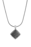 John Hardy Classic Chain Square Pendant Necklace (online Trunk Show) In Silver/sapphire/blk Spinel