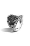 John Hardy Classic Chain Silver Saddle Ring (online Trunk Show) In Silver/sapphire/blk Spinel