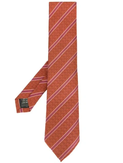 Gieves & Hawkes Striped Silk Tie In Red