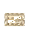 FENDI CRYSTAL LOGO BROOCH