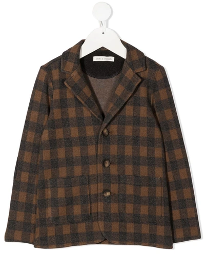 Zhoe & Tobiah Kids' Check-print Single-breasted Blazer In Brown