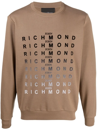 John Richmond Logo-print Cotton Sweatshirt In Brown