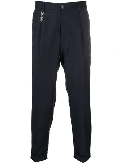 Manuel Ritz Ankle Length Straight Trousers In Blue
