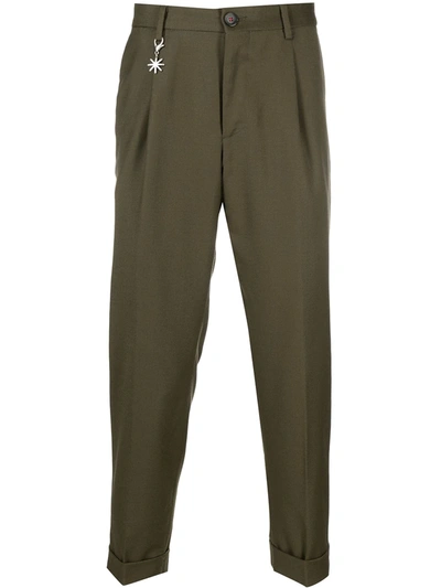 Manuel Ritz Ankle Length Straight Trousers In Green