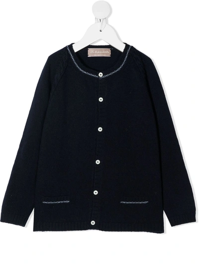 La Stupenderia Kids' Button-up Wool Cardigan In Blue