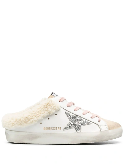 Golden Goose Glitter-detail Super-star Sneakers In Brown