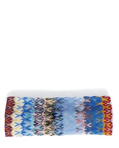 Missoni Chevron Knit Headband In Blue/rainbow