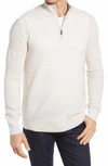Bugatchi Stripe Merino Wool Blend Quarter Zip Pullover In Oyster