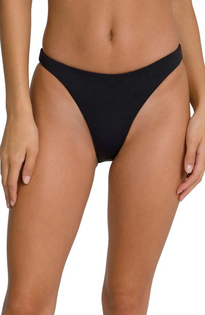 Good American Good Waist Reversible Good Shine Bikini Bottoms In Black