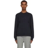 Moncler Navy Logo Outline Embroidered Sweatshirt In Blue