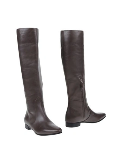 Prada Leather Knee-high Boots In Steel Grey