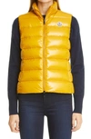 Moncler Ghany Short Shiny Nylon Down Vest In Medium Blue