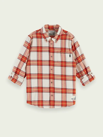 Scotch & Soda Yarn-dyed Long Sleeve Checked Shirt In Red