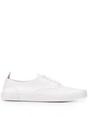 Thom Browne White Cotton Canvas Heritage Sneakers In White