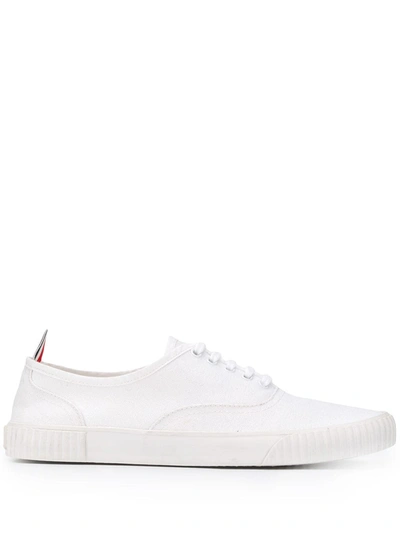 Thom Browne White Cotton Canvas Heritage Sneakers