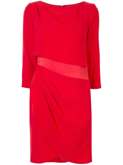 Emporio Armani Draped Panelled Mini Dress In Red