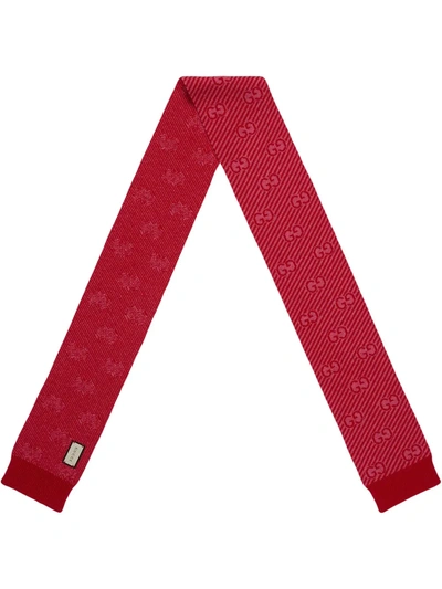 Gucci Kids' Gg Monogram Wool Scarf In Red