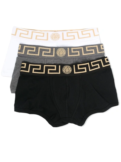 Versace Greca-border Boxer Tri-pack In Black