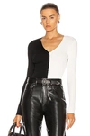 Staud Cargo Bicolor Button-down Sweater In Black & White