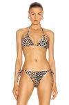 Ganni Leopard-print Triangle Bikini Top In Leopard