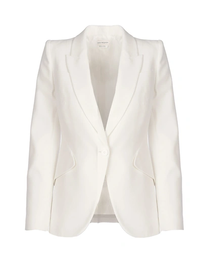 Alexander Mcqueen Single Button Blazer In White