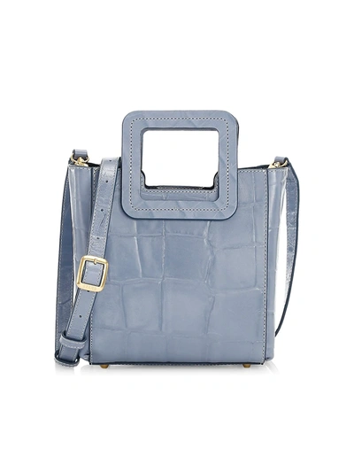 Staud Women's Mini Shirley Croc-embossed Leather Tote In Light Blue