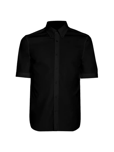 Alexander Mcqueen Classic Cotton Short-sleeve Sport Shirt In Black