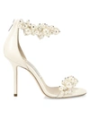 JIMMY CHOO MAISEL FAUX PEARL-EMBELLISHED LEATHER SANDALS,400013374874
