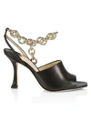 JIMMY CHOO SAE ANKLE-CHAIN LEATHER SANDALS,400013375090