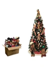 FRASER HILL FARMS 152-PIECE GINGERBREAD HOLIDAY DECORATION SET WITH 7.5-FT. SMART STRING LIGHTS PRELIT CANYON PINE ART,400013242917