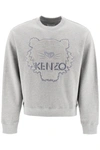 Kenzo Logo Detail Cotton Sweatshirt In Grey