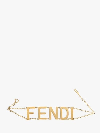 Fendi Gold Tone Logo Bracelet