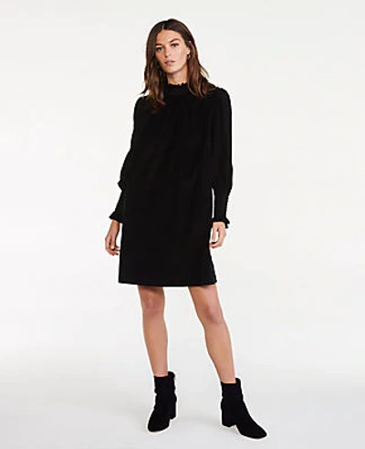 Ann Taylor Petite Corduroy Smocked Shift Dress In Black | ModeSens