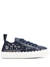 Chloé Lauren Logo Lace Low-top Sneakers In Blue