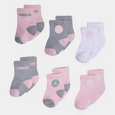 Nike Babies' Jordan Infant 6-pack Quarter Socks In Pink/grey/white
