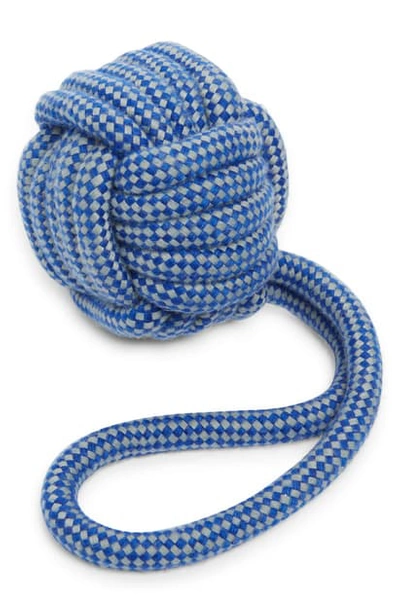 Ware Of The Dog Knotted Cotton Rope Dog Toy In Blue/ Grey