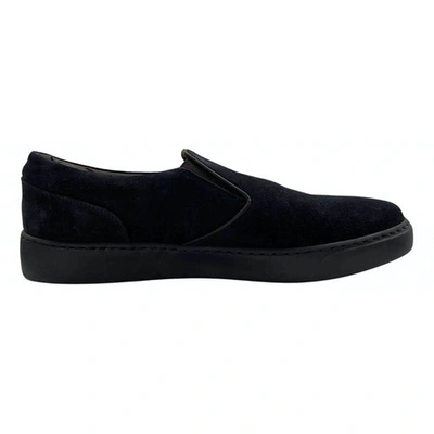 Pre-owned Moncler Navy Suede Trainers